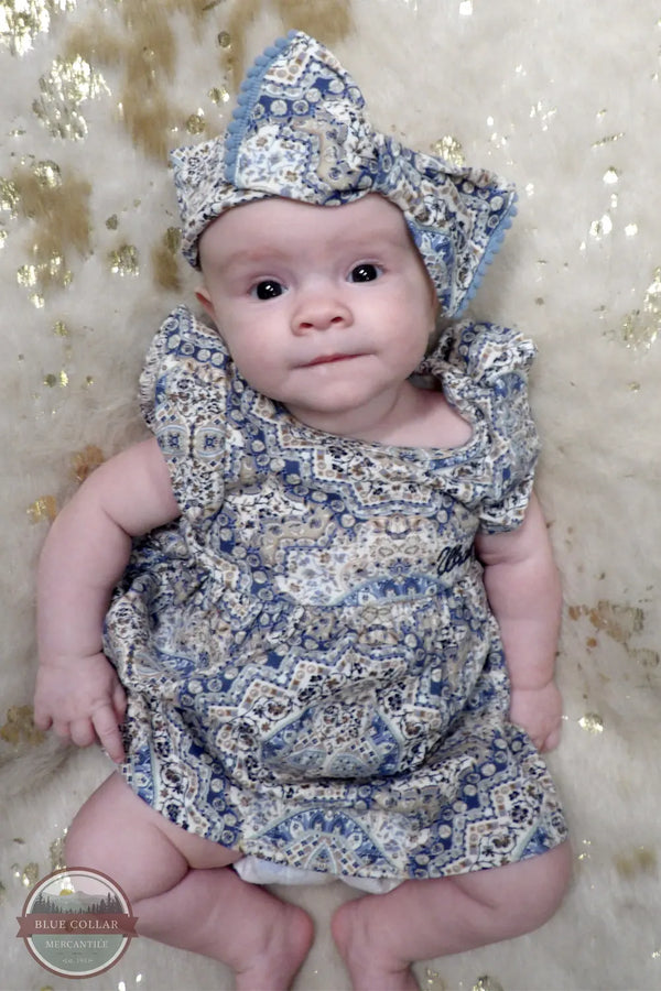 Wrangler Girls Infant Western Dress & Headband Set - PW1100006 shown as ensemble on infant