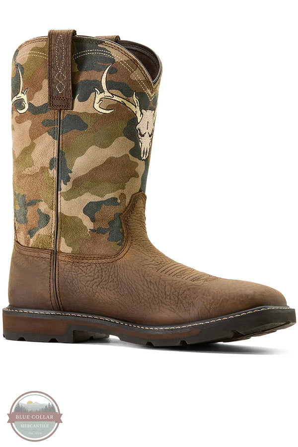 Ariat 10074211 Groundbreaker Antler Waterproof Wide Square Toe Work Boot single boot side view