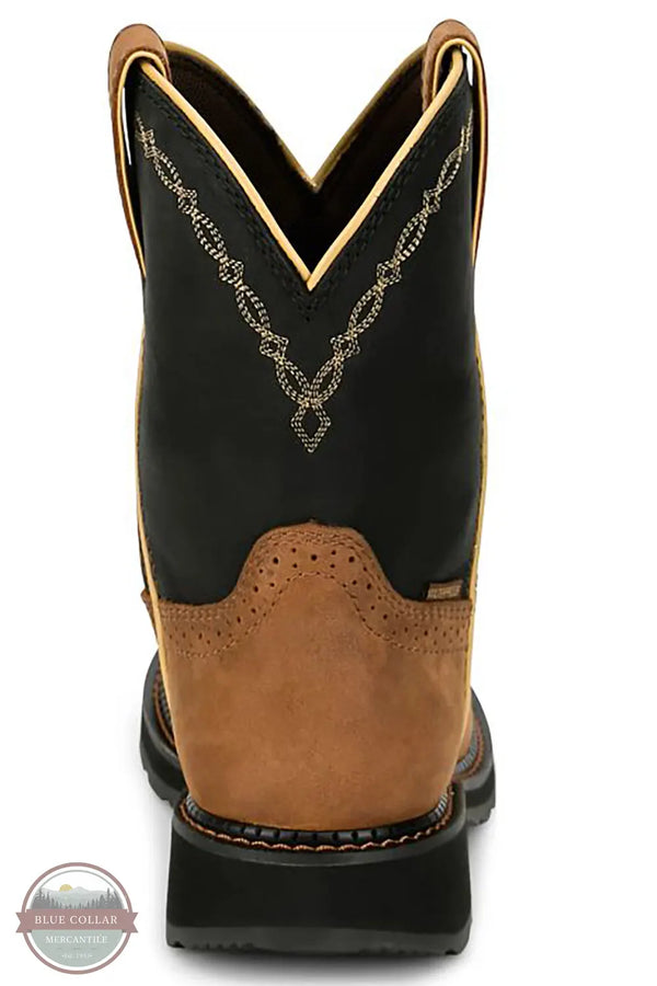 Justin Darby 8" Waterproof Nano Composite Toe Pull On Work Boot in Cognac back heel view