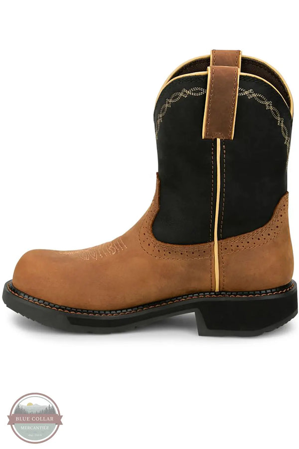 Justin Darby 8" Waterproof Nano Composite Toe Pull On Work Boot in Cognac instep side shown