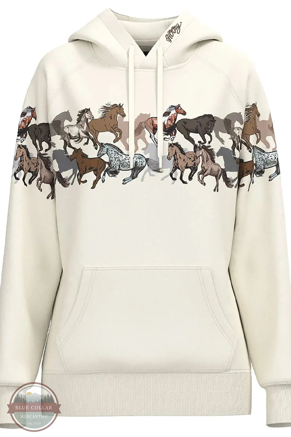 Hooey HH2606CRPR Legendary Cream Horse Print Hoodie front shown