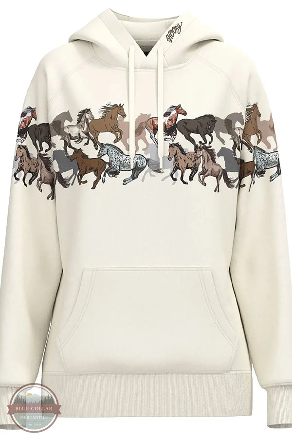 Hooey HH2606CRPR Legendary Cream Horse Print Hoodie front shown