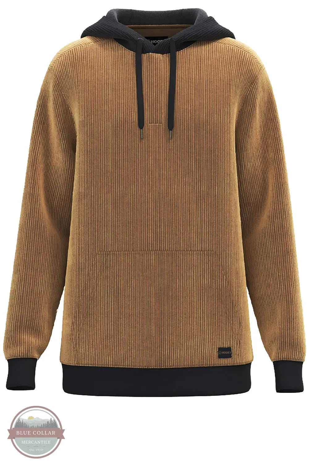 Hooey HH2618BR Cowboy Corduroy Hoodie in Brown/Charcoal product only front view