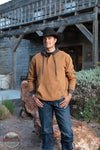 Hooey HH2618BR Cowboy Corduroy Hoodie in Brown/Charcoal on model in western hat