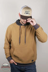 Hooey HH2618BR Cowboy Corduroy Hoodie in Brown/Charcoal on model with ball cap on front