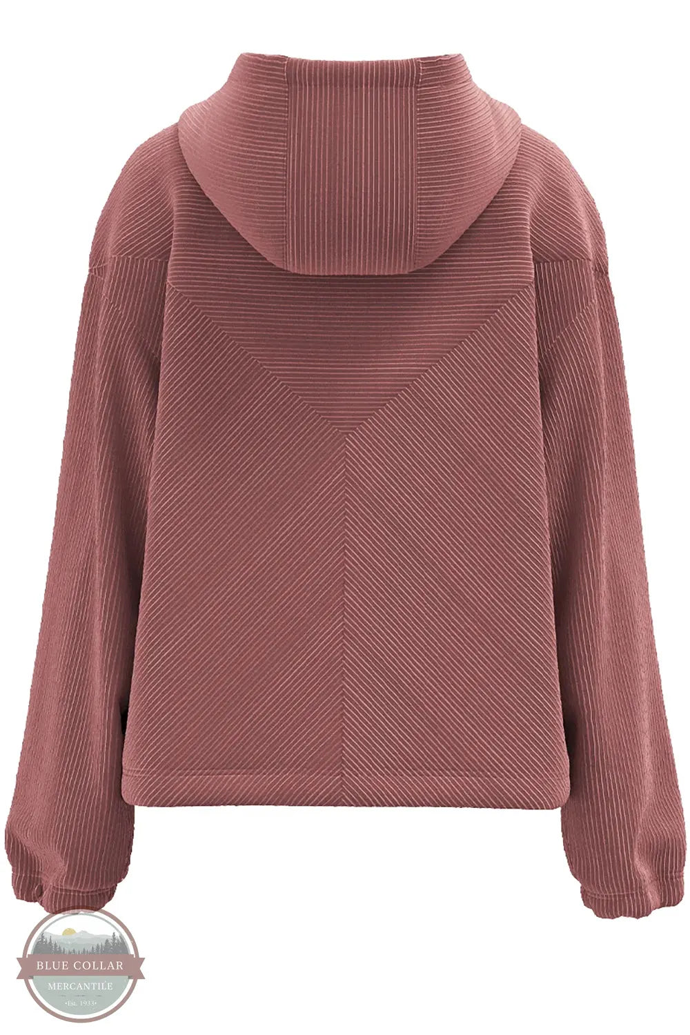 Hooey HH2626MA Cowgirl Corduroy Quarter Zip Hoodie in Maroon back view