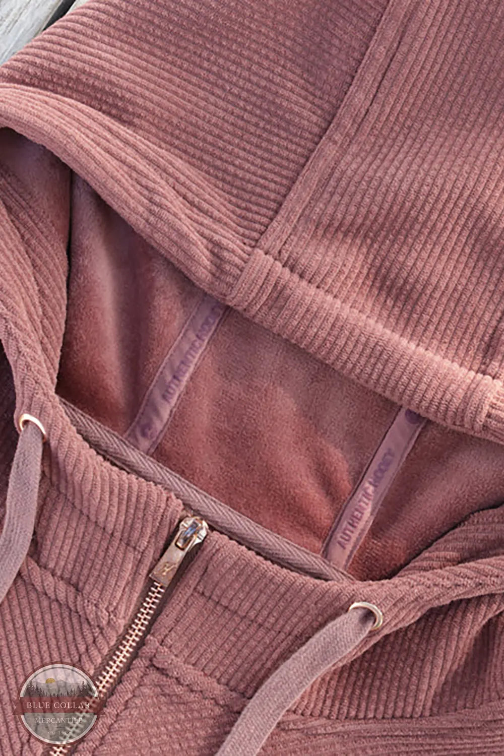 Hooey HH2626MA Cowgirl Corduroy Quarter Zip Hoodie in Maroon detailed view
