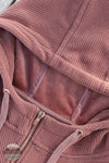 Hooey HH2626MA Cowgirl Corduroy Quarter Zip Hoodie in Maroon detailed view