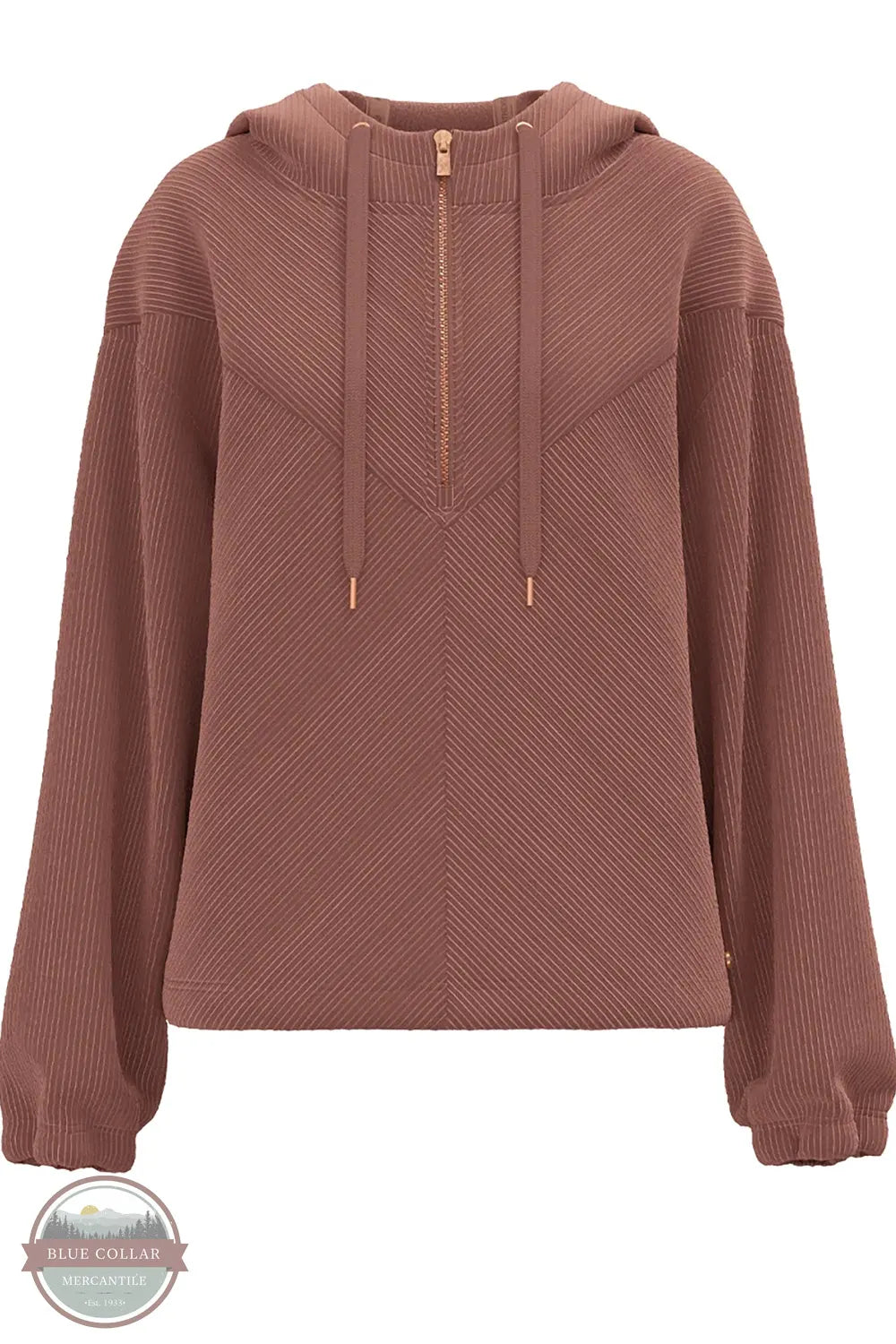 Hooey HH2626MA Cowgirl Corduroy Quarter Zip Hoodie in Maroon front view