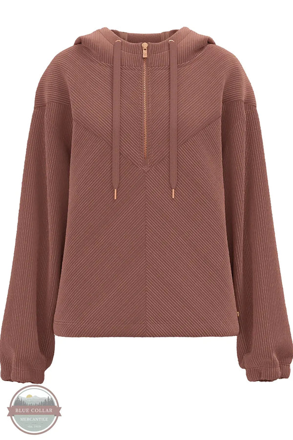 Hooey HH2626MA Cowgirl Corduroy Quarter Zip Hoodie in Maroon front view