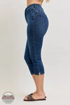 Judy Blue 78119REG High Waisted Tummy Control Capri w/ Shield Back Pockets left side view
