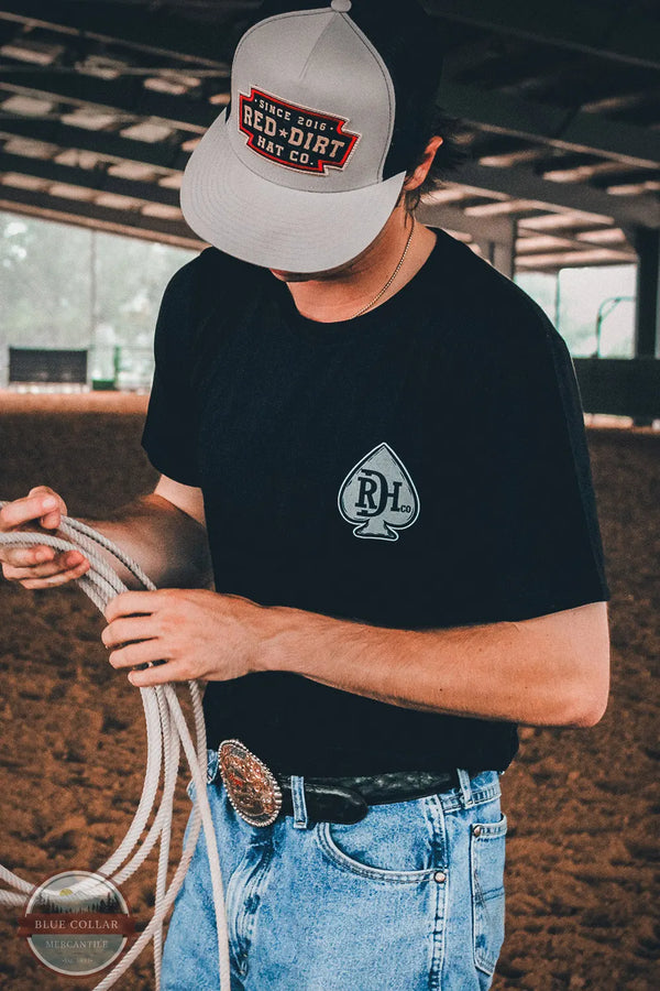 Red Dirt Hat Co. RDHC-T-173 Hold 'Em T-Shirt - Black Poker Graphic Tee front view