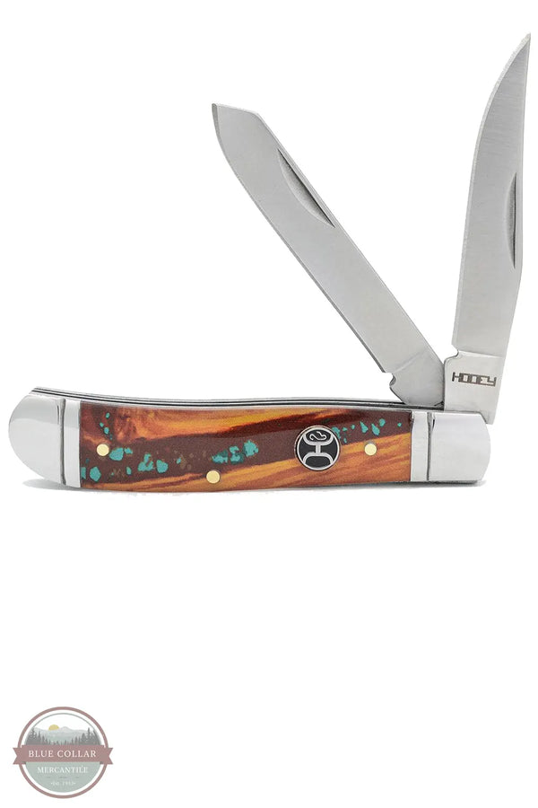 Hooey HK115-01 Brown/Turquoise Trapper Knife