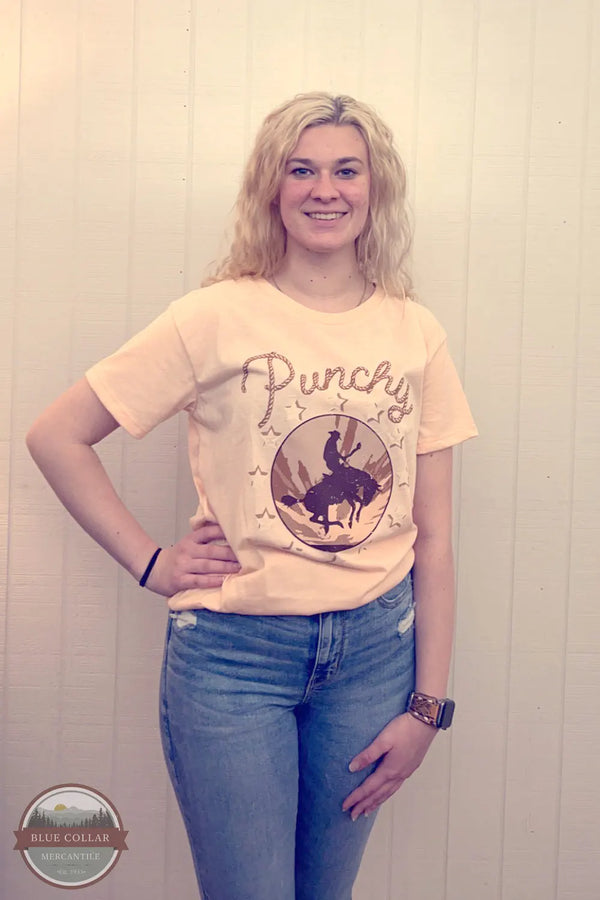 Punchy Logo T-Shirt in Peach by Hooey HT1640LT