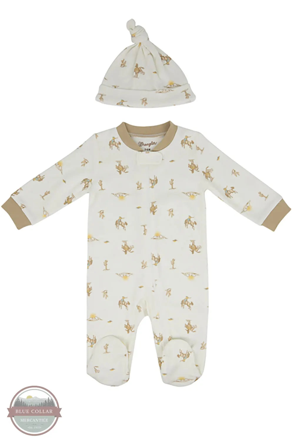 Wrangler Infant Boys Cowboy Desert Coverall Set with Hat front view