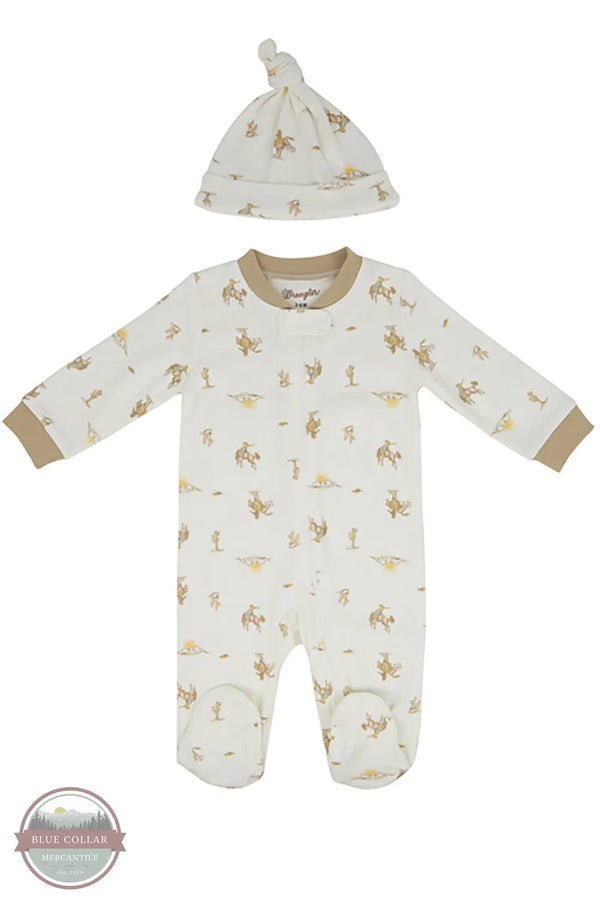 Wrangler Infant Boys Cowboy Desert Coverall Set with Hat front view