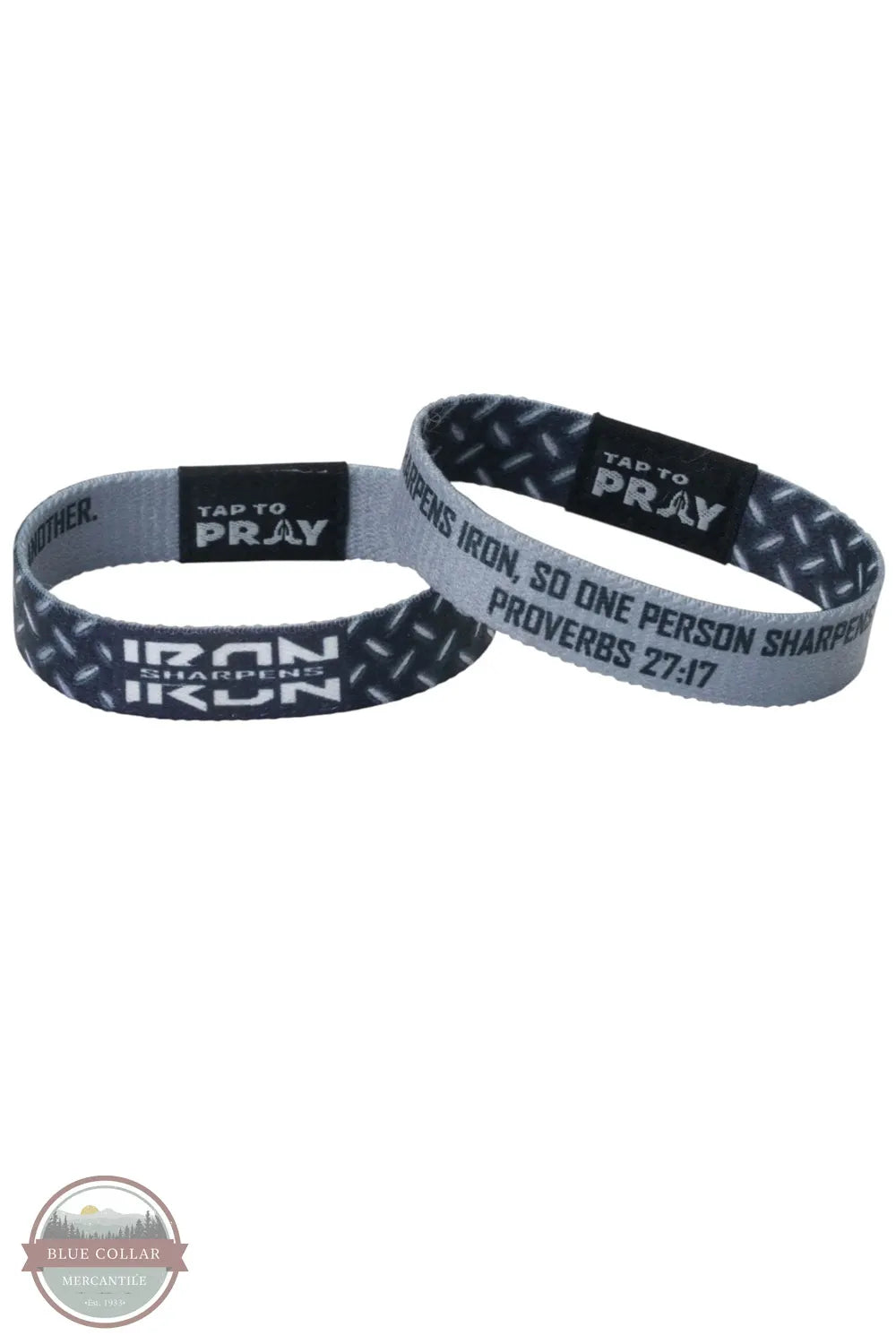 Versible's Iron Sharpens Iron Tap To Pray Wristband both reversible sides of wristband shown