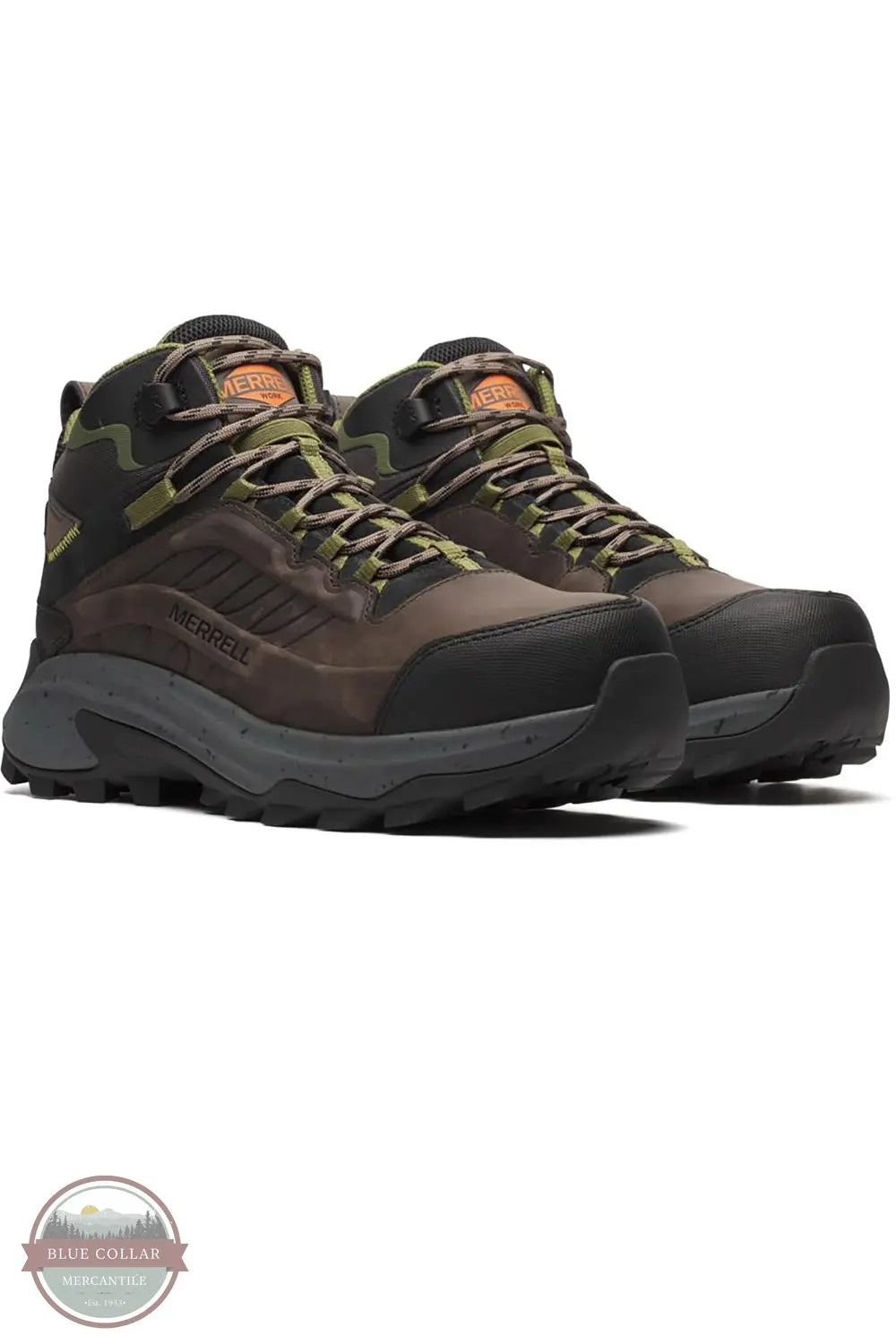 Merrell J007897 Moab Speed 2 LX Mid Waterproof Carbon Fiber Work Boot in Dark Taupe pair shown