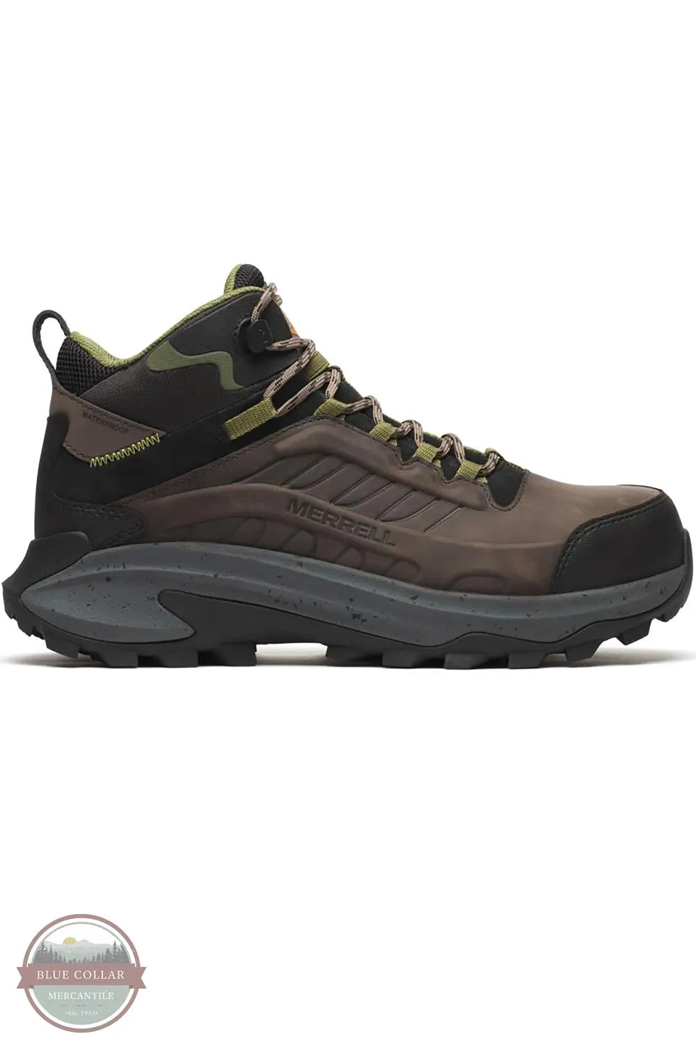 Merrell J007897 Moab Speed 2 LX Mid Waterproof Carbon Fiber Work Boot in Dark Taupe outer side shown