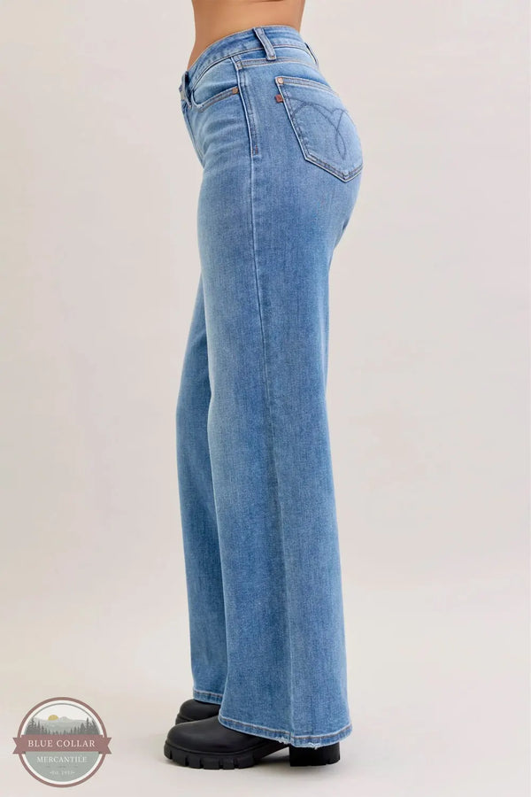 Judy Blue 82702REG Mid Rise Retro Wide Leg Jeans other side view