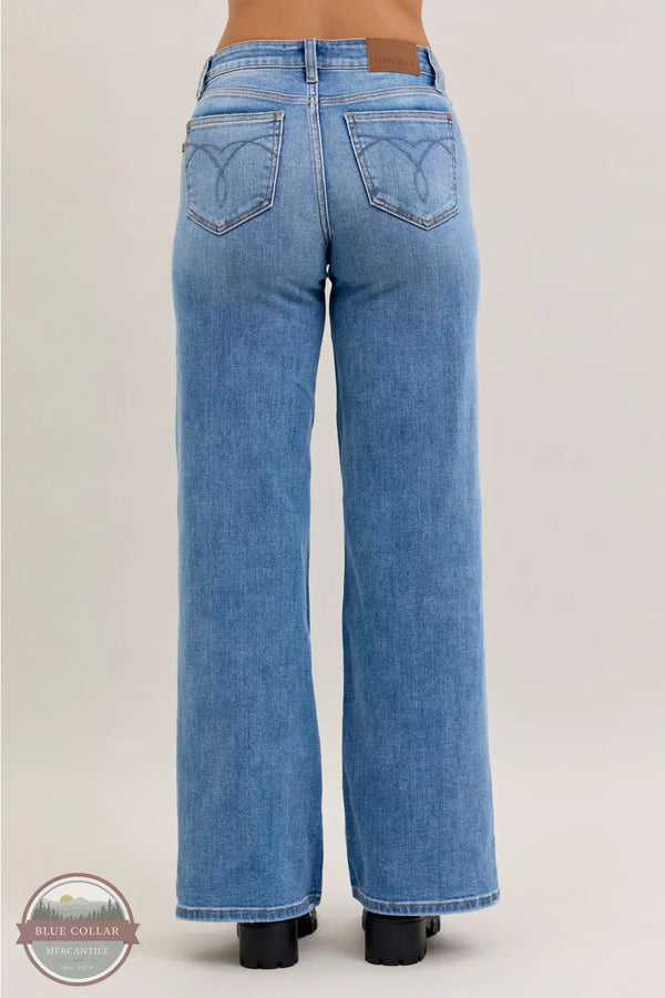 Judy Blue 82702REG Mid Rise Retro Wide Leg Jeans rear view