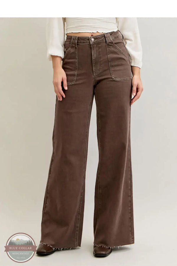 Judy Blue 881008REG High Waisted Retro Wide Leg Jean in Brown, front