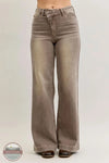 Judy Blue 881031REG Criss-Crossed High Waisted Retro Wide Leg Jean, front
