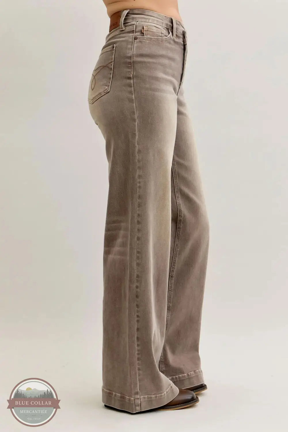 Judy Blue 881031REG Criss-Crossed High Waisted Retro Wide Leg Jean, side