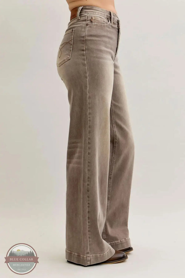 Judy Blue 881031REG Criss-Crossed High Waisted Retro Wide Leg Jean, side