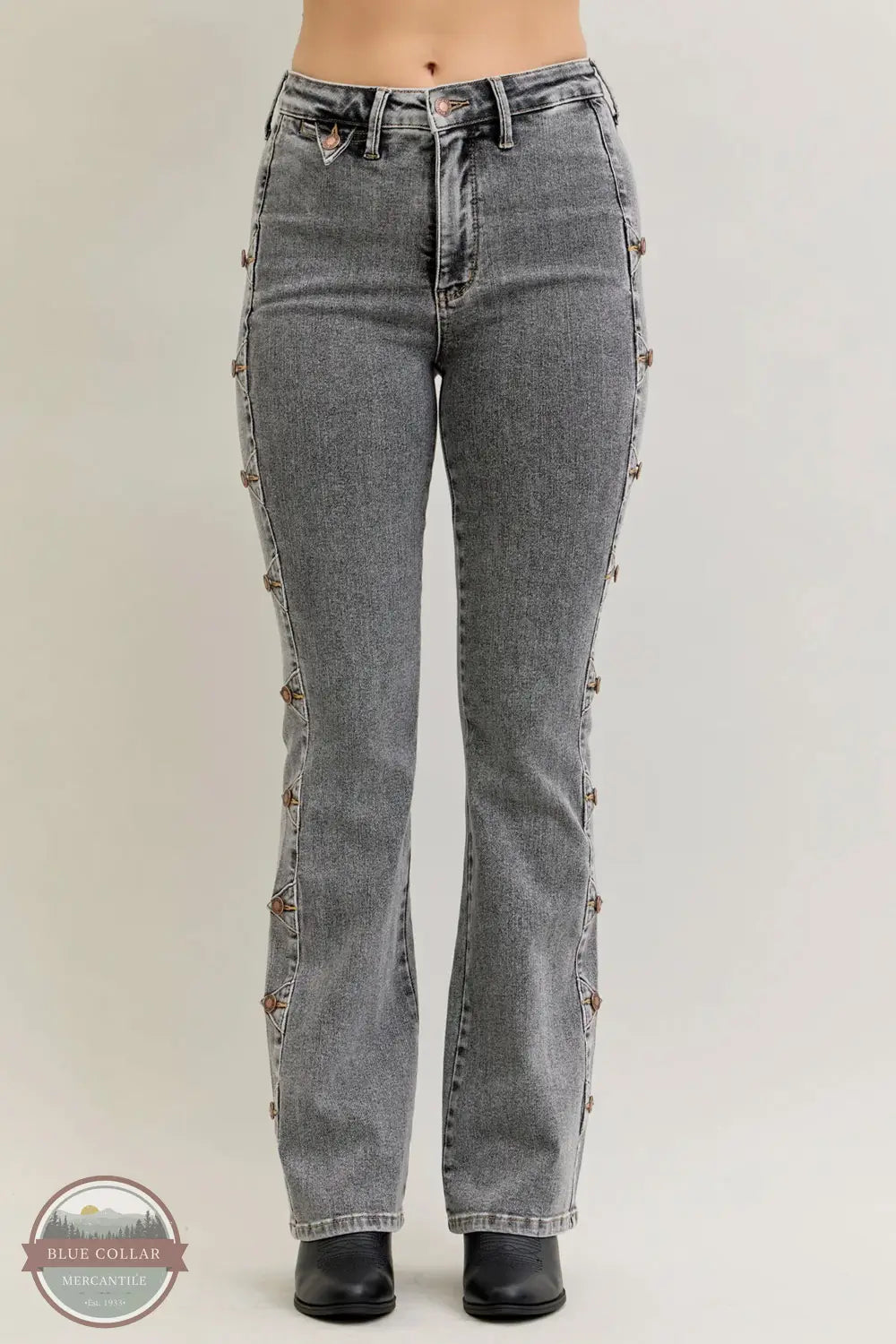 Judy Blue 881042REG High Waisted Button Detail Side Seam Bootcut, front