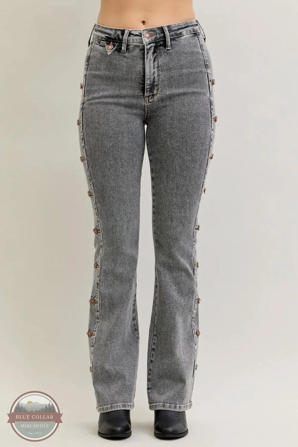 Judy Blue 881042REG High Waisted Button Detail Side Seam Bootcut, front