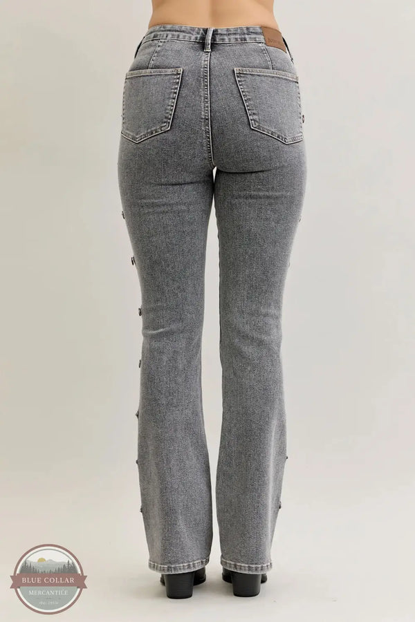 Judy Blue 881042REG High Waisted Button Detail Side Seam Bootcut, rear