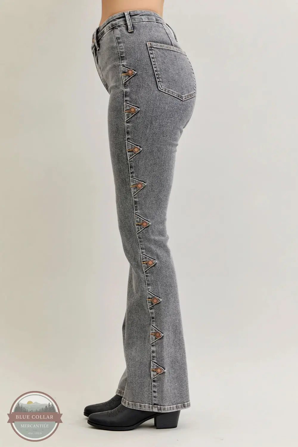 Judy Blue 881042REG High Waisted Button Detail Side Seam Bootcut, side