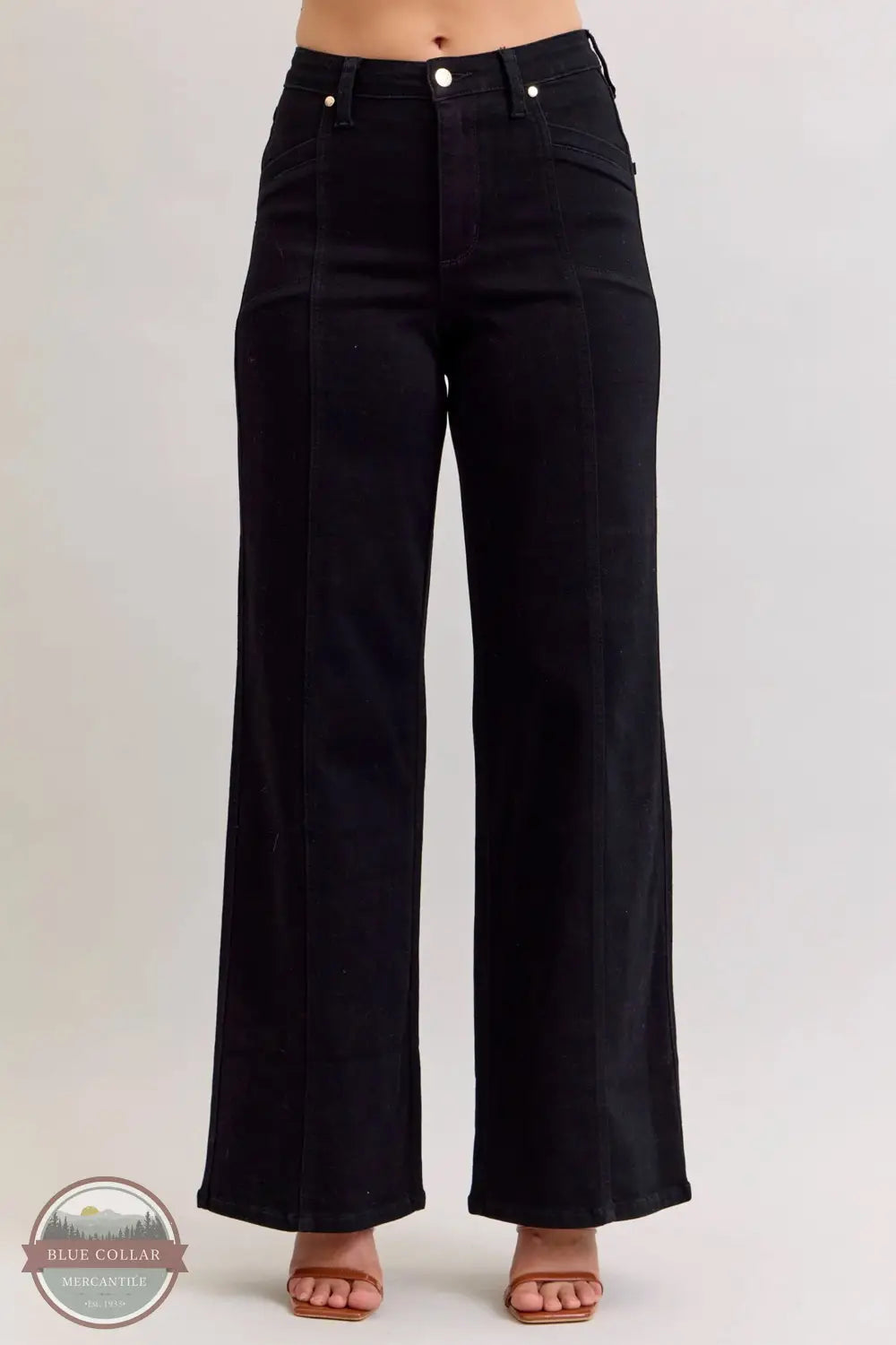 881057REG High Waisted Retro Wide Leg Jean in Black, front
