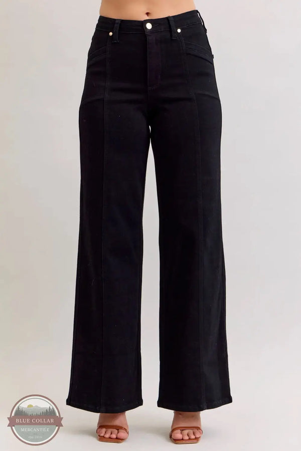 881057REG High Waisted Retro Wide Leg Jean in Black, front