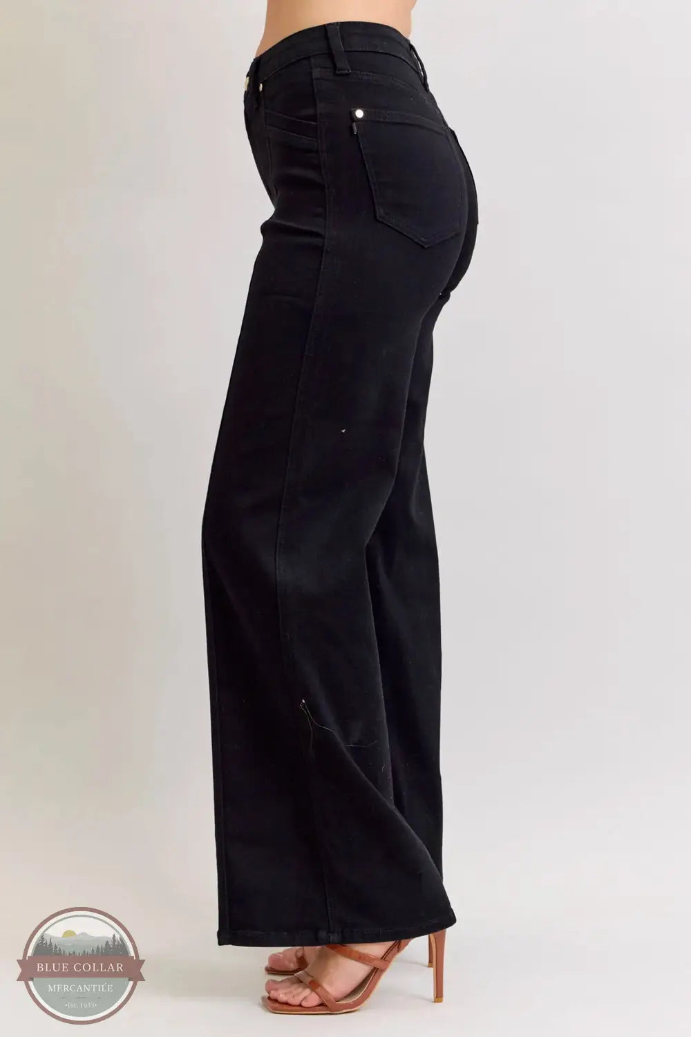 881057REG High Waisted Retro Wide Leg Jean in Black, side