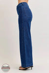 Judy Blue 881092REG High Waisted Twisted Seams Retro Wide Leg Jean side view