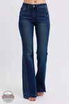 Judy Blue 88920REG Mid Rise Rhinestone Side Panel Detail Flare Jean front view