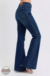 Judy Blue 88920REG Mid Rise Rhinestone Side Panel Detail Flare Jean side view