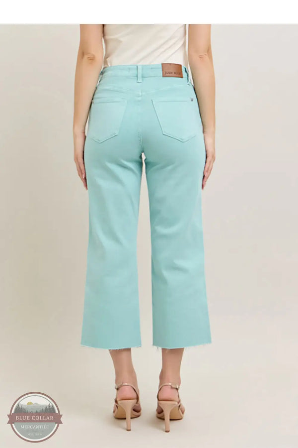 Judy Blue 88984REG High Waist Light Sky Blue Crop Wide Leg Denim Jeans, rear