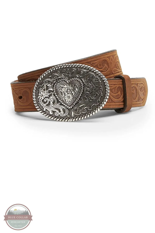 Justin 815BD Ladies Floral Embossed Belt with Heart Buckle