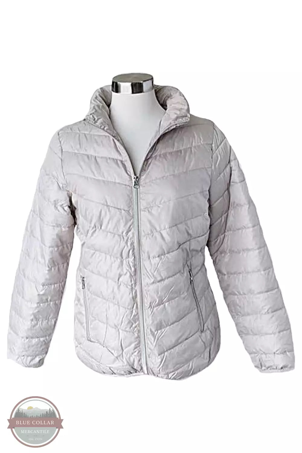 Keren Hart 65061 Puffer Jacket in Sand Front Unzipped View