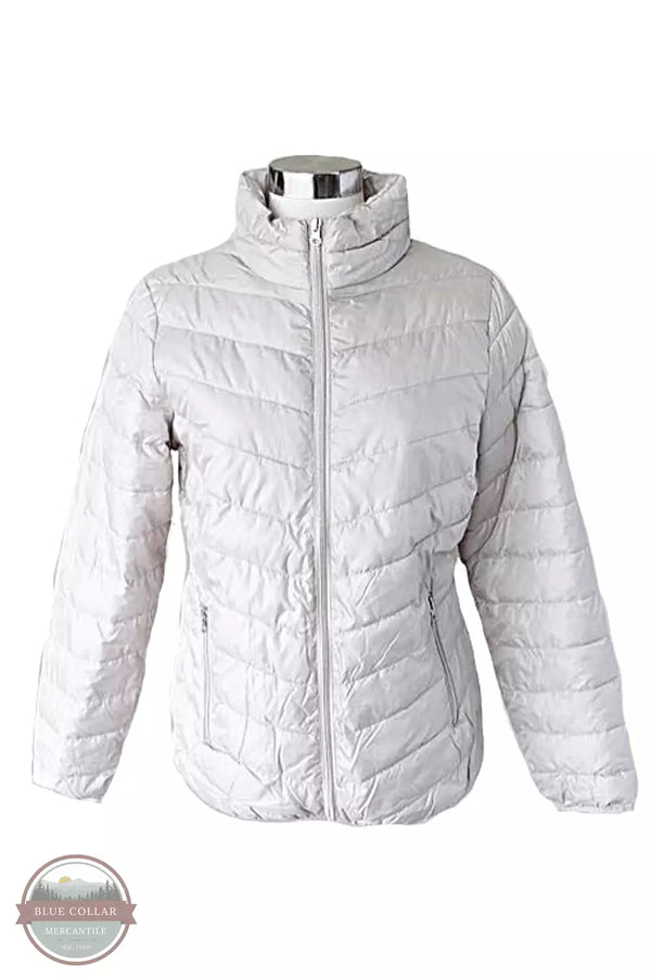 Keren Hart 65061 Puffer Jacket in Sand Front Zipped View