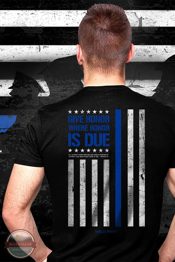 Kerusso KHF3816 Hold Fast Men's Police Flag T-Shirt lifestyle image showing a man wearing the shirt