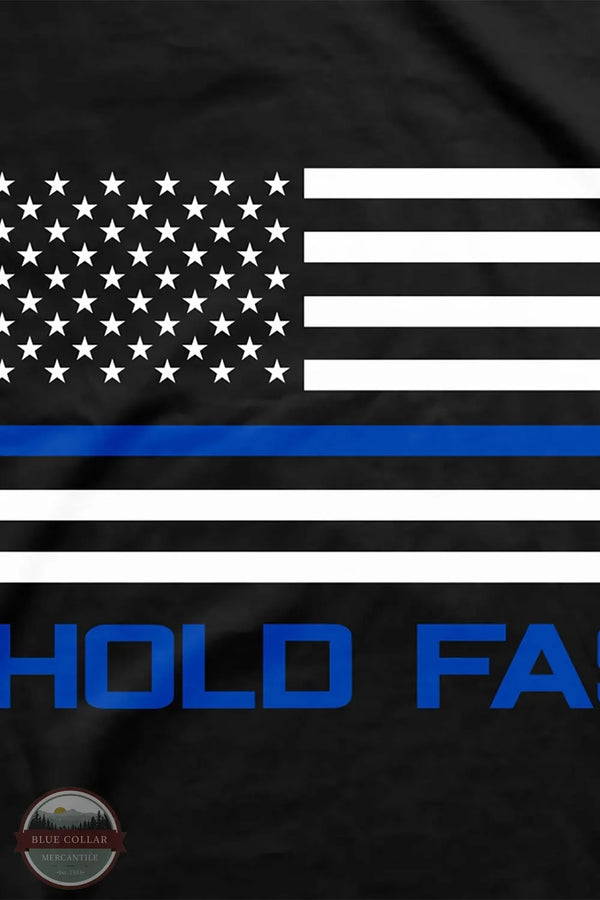 Kerusso KHF3816 Hold Fast Men's Police Flag T-Shirt close up of pocket imprint on shirt