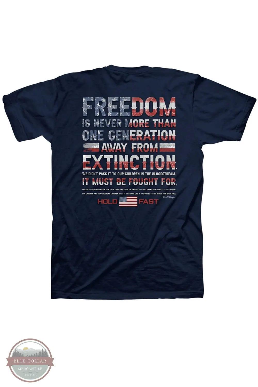 Kerusso KHF4715 Men's Ronald Reagan Freedom Hold Fast T-Shirt back imprint shown