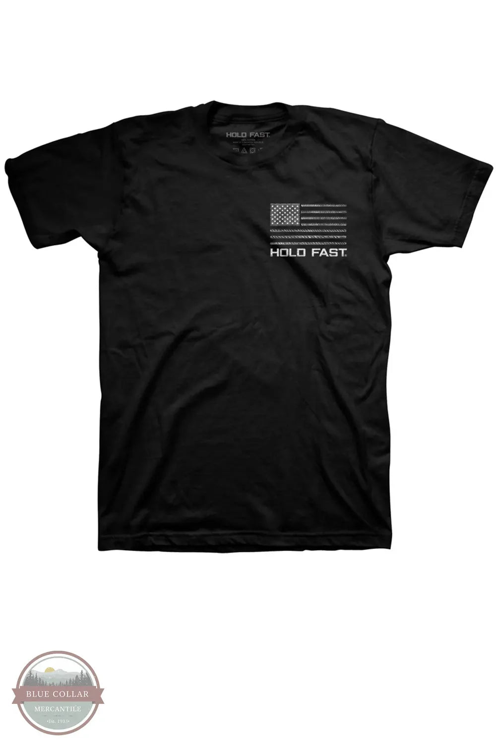 Kerusso KHF5045 Hold Fast Men's Rebar Flag T-Shirt in Black front pocket imprint shown