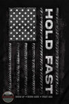Kerusso KHF5045 Hold Fast Men's Rebar Flag T-Shirt in Black close up of back imprint on a black shirt