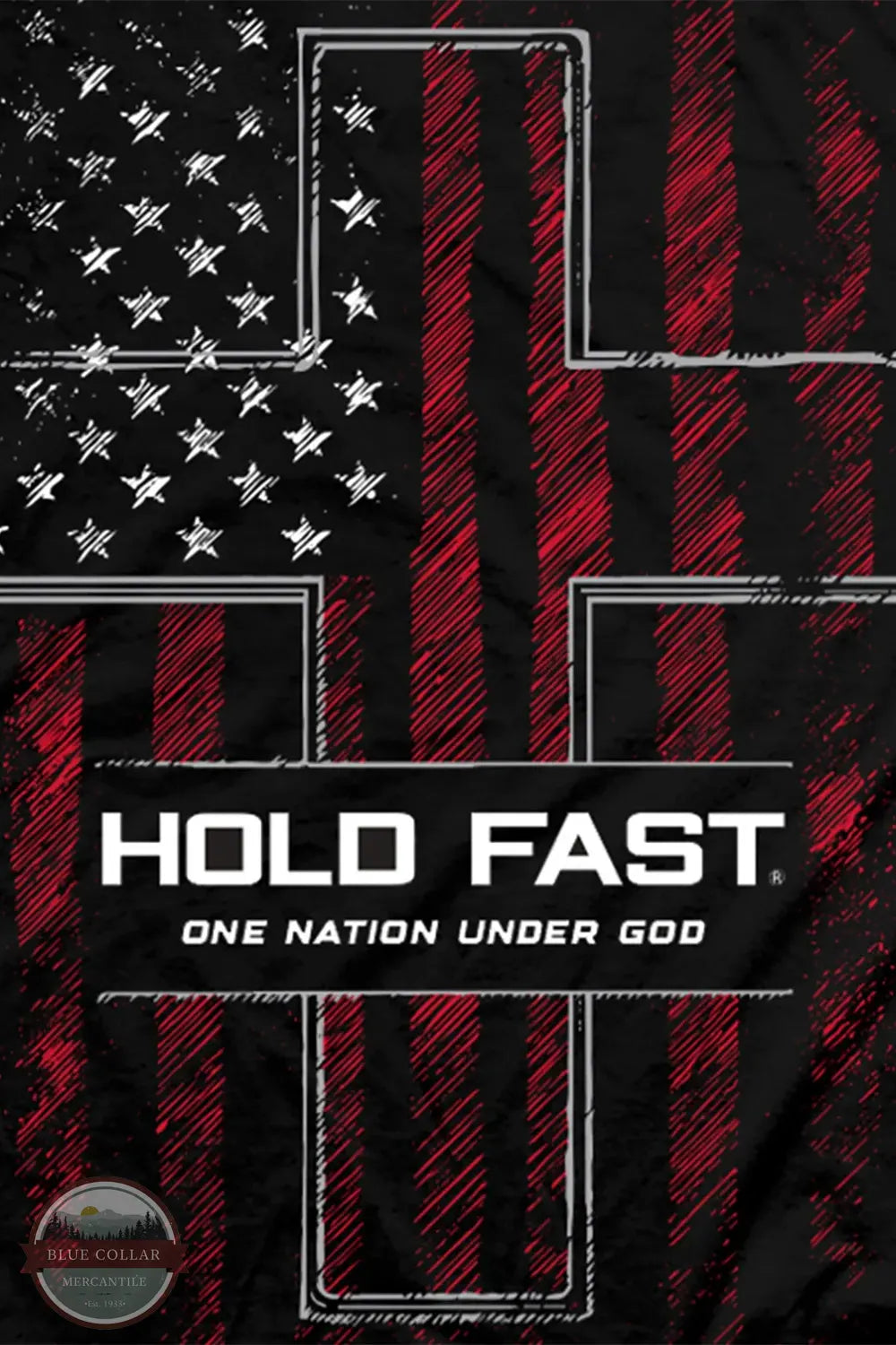 Kerusso Hold Fast Men's One Nation Sketch Flag T-Shirt close up of main image print