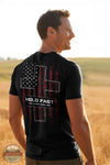 Kerusso Hold Fast Men's One Nation Sketch Flag T-Shirt lifestyle image of man wearing shirt outside